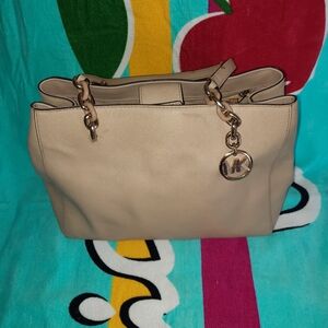 Michael Kors Tan Shoulder Bag with Gold Accents